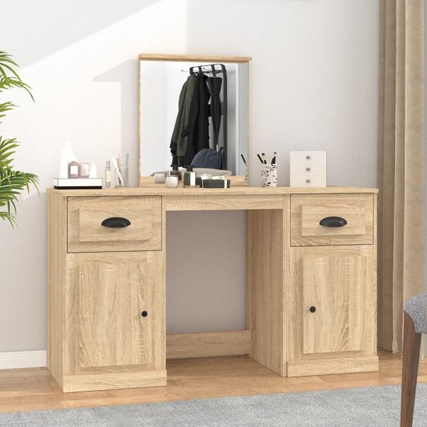 vidaXL Schminktisch mit Spiegel Sonoma-Eiche 130x50x132,5 cm, 3185338