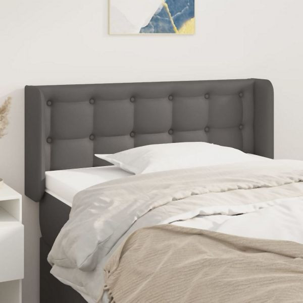 vidaXL Kopfteil mit Ohren Grau 93x16x78/88 cm Kunstleder, 3118850