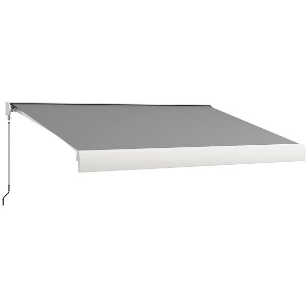 Outsunny Markise, elektrisch/manuell ausfahrbar, Vollkassette, Fernbedienung, Aluminiumrahmen, 4 x 3 m, Hellgrau, 840-255V91LG