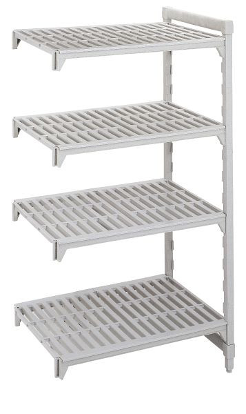 Cambro Camshelving® Premium, geschlitzte Anbaueinheit, 150 kg pro Fachboden, 4 Fachböden, 40 x 153,5 x 170 cm, MPA41517V4PKG490