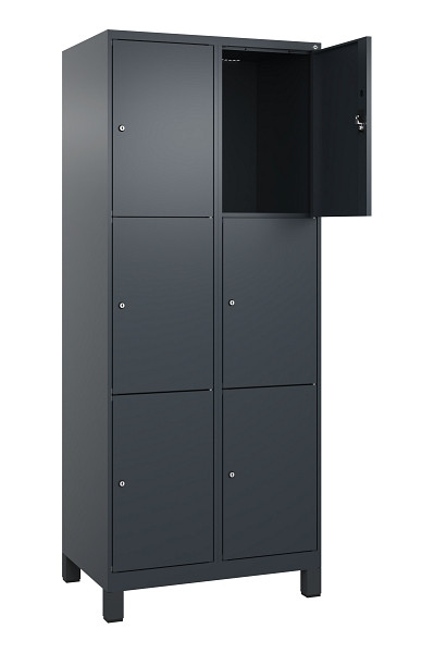C+P Schließfachschrank Evolo PLUS, mit Füßen, 6 Fächer, 1950x800x500mm, 7016/70, Frontfarbe RAL 7016 Anthrazitgrau, 049010-223 S10016