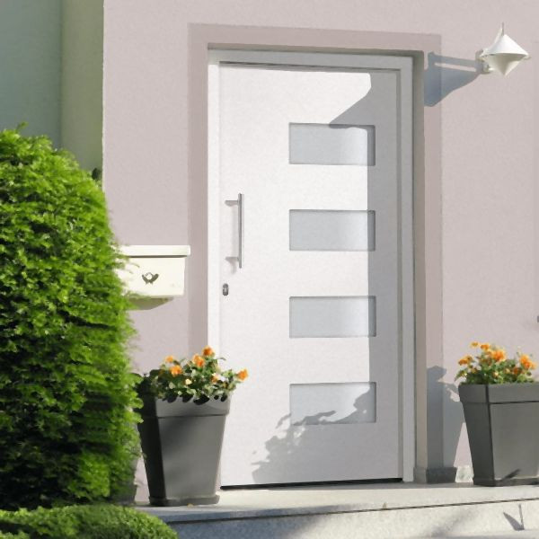 vidaXL Haustür Aluminium und PVC Weiß 100x200 cm, 3056821