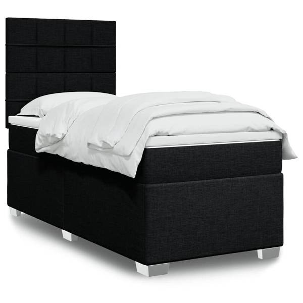 vidaXL Boxspringbett mit Matratze Schwarz 90x190 cm Stoff, 3292645
