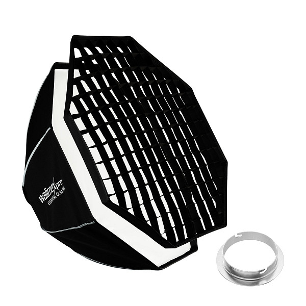 Walimex pro Essential Softbox Octagon 90cm + Softboxadapter für Elinchrom (Außendurchmesser: 15,2 cm), um 360° drehbar, 1023446