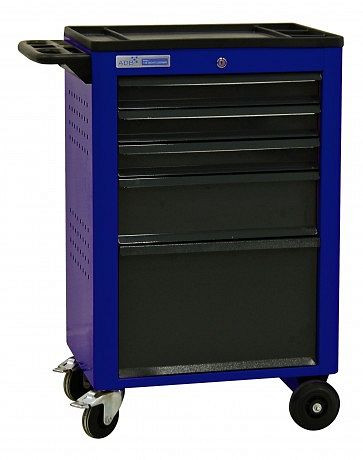 ADB Werkstattwagen BASIC mit 5 Schubladen, Maße: 960 x 610 x 450mm (HxBxT), Farbe Korpus: blau, RAL 5010, Farbe Front: grau, RAL 7016, 21039