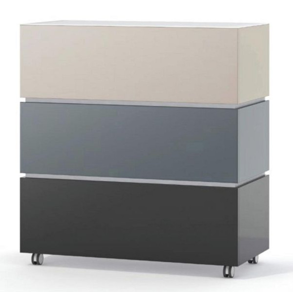 Deskin Theke LITTLE PEARL, Cappuccino/Grau/Dunkelbraun Hochglanz, B 1060 x T 505 x H 1133 mm, 288155