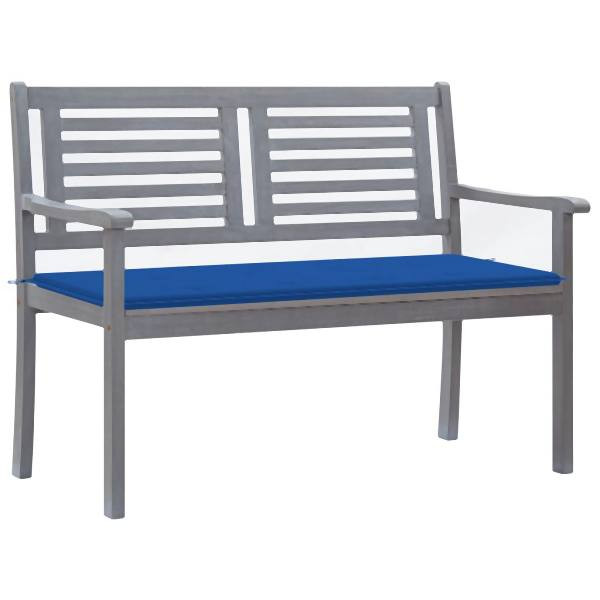 vidaXL 2-Sitzer-Gartenbank mit Auflage 120 cm Grau Eukalyptusholz, 3061033