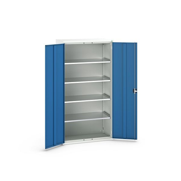 bott verso Flügeltürschrank, mit 4 Fachböden, BxTxH: 1050 x550 x 2000 mm, Lichtgrau / Enzianblau, 16926267.11