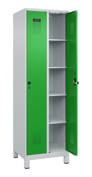 C+P Wäsche-Spind Evolo PLUS, mit Füßen, 2 Abteile, 1950x600x500mm, 7035/6037, Verschluss Drehriegel, Ablageböden 8, 049010-20B S10011