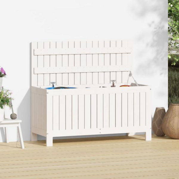 vidaXL Gartentruhe Weiß 108x42,5x54 cm Massivholz Kiefer, 823830