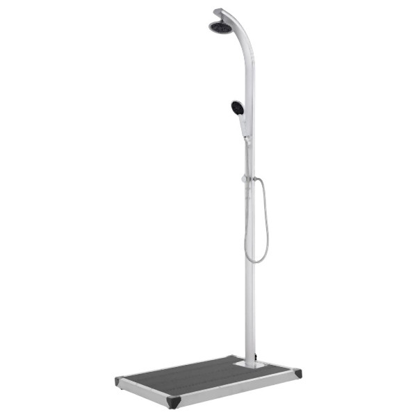 vidaXL Gartendusche mit Grauer Bodenplatte 220 cm Aluminium, 3070786