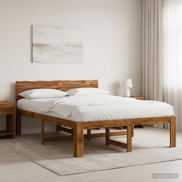 vidaXL Doppelbettgestell mit Kopfteil ROSTOCK Natur 140 x 200 cm, 903465