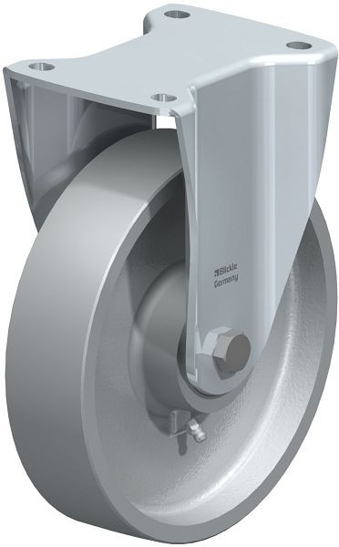 Blickle BH-G 200K Stahlblech-Bockrolle, Schwerlast-Ausführung, mit Anschraubplatte, Guss, Grau, 48942