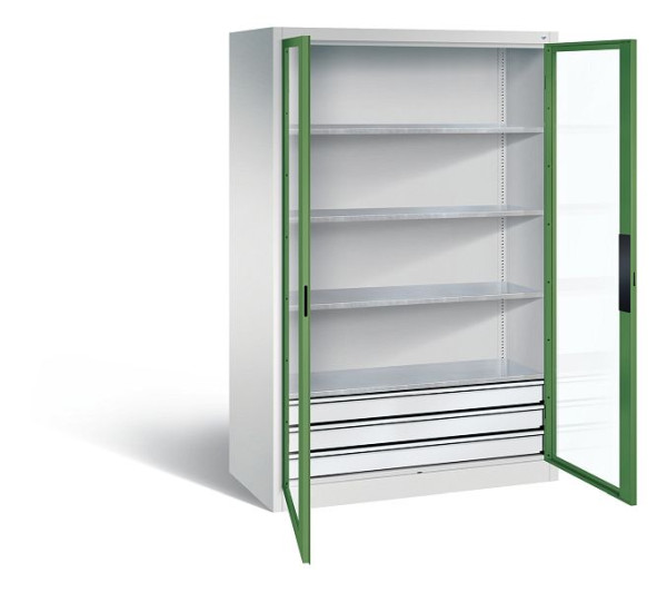 C+P Werkzeugschrank Acurado, H1950xB1200xT600mm, Farbe: Lichtgrau / Resedagrün, Muldengriff, 8932-5532 S10007
