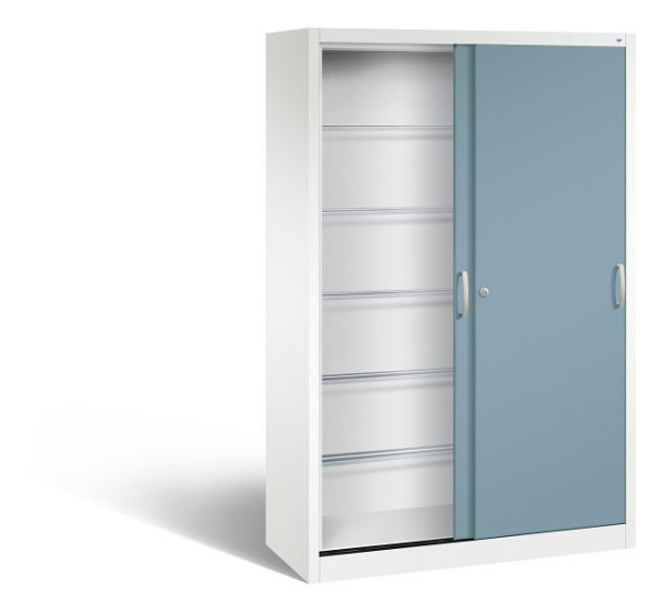 C+P Schiebetürenschrank Acurado-2000, H1950xB1200xT500 mm, Weiß/Horizontblau, 2050-60 S10052