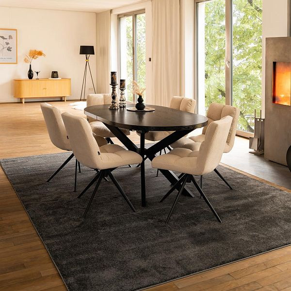HOME DELUXE Esstisch Oval Ausziehbar AVENTI inklusive Sternfuß - 160 x 100 cm Dark Oak, 58365