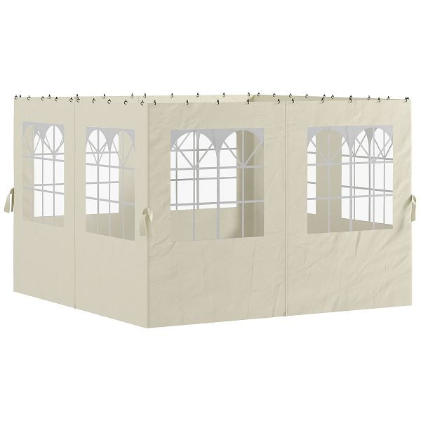 Outsunny Pavillon-Seitenwände, 4 Seitenwand-Paneele für Gartenpavillon, mit Reißverschluss, 3 x 4 m Pavillon, Cremeweiß, 84C-543V00CW