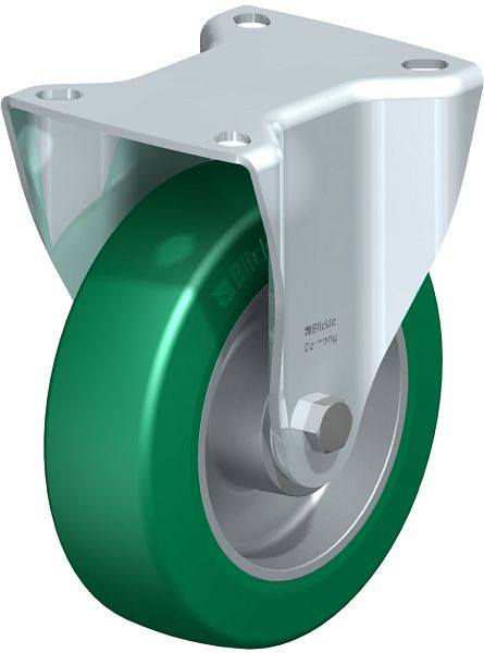 Blickle B-ALST 125K Stahlblech-Bockrolle, mittelschwere Ausführung, mit Anschraubplatte, Blickle Softhane®, Grün, 579359