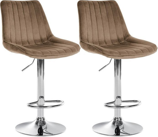 CLP Barhocker Toni Samt chrom, braun, VE: 2 Stück, 324062
