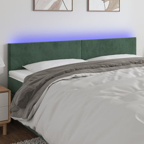 vidaXL LED Kopfteil Dunkelgrün 200x5x78/88 cm Samt, 3121401