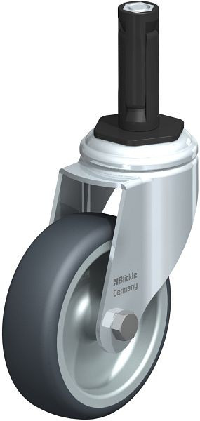 Blickle LKRA-TPA 101G-11-ER12 Apparate-Lenkrolle mit Expander, Thermoplastisches Gummi-Elastomer, Grau, 845492
