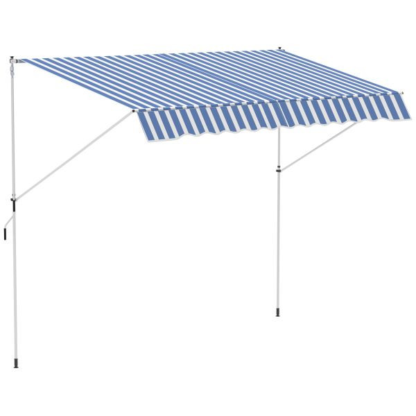 Outsunny Markise Klemmmarkise Faltarm Handkurbel Balkon 3x1,5m Alu Blau, 840-183BU