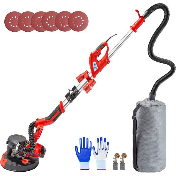 VEVOR Exzenterschleifer 225 mm, Schleifmaschine Werkzeug 710W, Schleifmaschine mit LED-Leuchtband, Vakuumbeutel, Handschuhe, QMDMJ750WZDZKDDT1V2