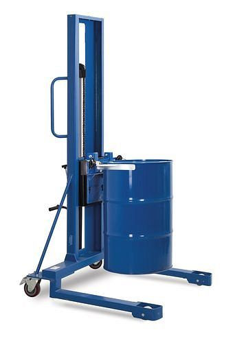 DENIOS Fasslifter Servo FL 16-SK F aus Stahl, breites Fahrwerk, für 200-220-l-Stahl- und Kunststofffässer, 214476
