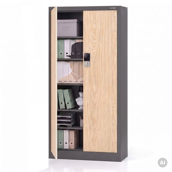 Jan Nowak Metall-Büroschrank mit Zahlenschloss, Anthrazit, Sonoma-Eiche, 900x1850x400 mm, DANIEL Eco Design, 2282