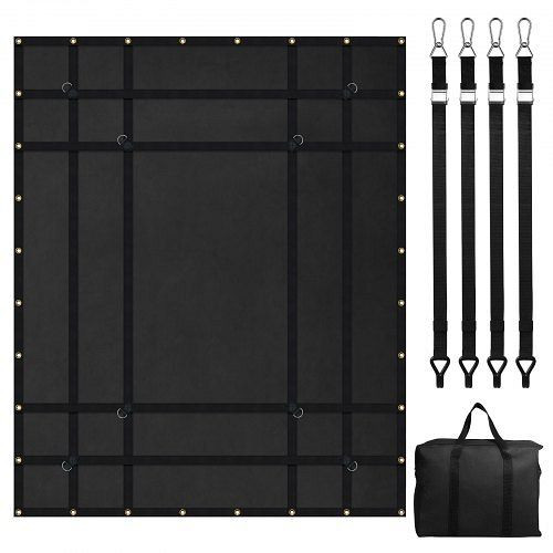 VEVOR Frachtnetz 183x145 cm, LKW-Ladungsnetz mit 4 verstellbaren Gurten, Karabinern, gummibeschichteten Haken (schwarz), HWGDWYMESHYFLKS0IV0