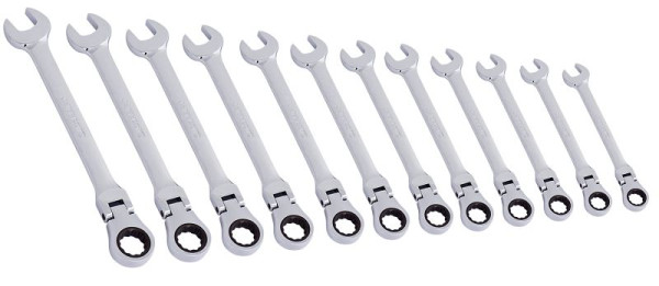 Kraftwerk Ratschen Ringgabelschlüssel Satz 12 teilig von 8 bis 19 mm, 3403-54