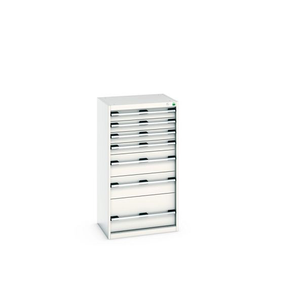 bott cubio Schubladenschrank bestückt, mit 7 Schubladen, BxTxH: 650x525x1200mm, RAL 7035/7035, Lichtgrau, 40011063.16V