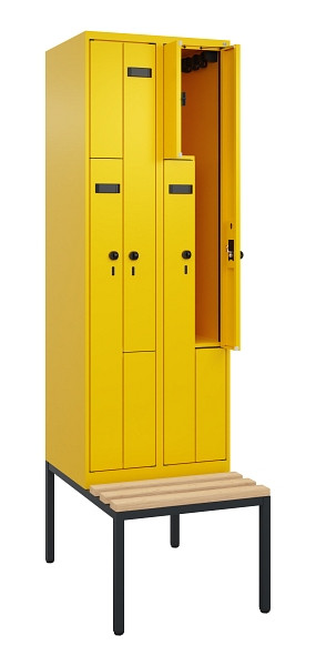 C+P Z-Spind Evolo PLUS, Bank, 4 Fächer, 2120x600x815mm, 1023/1023, Drehriegel, Sitzfläche Buche-Hartholz, Sitzbank, 0490537-204 S10022