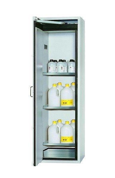 asecos Sicherheitsschrank S-CLASSIC-90, S90.196.060 in lichtgrau RAL 7035 mit 3x Fachboden (Edelstahl), 30227-001-30260