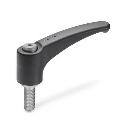 Ganter Verstellbare Klemmhebel, Kunststoff, Schraube Edelstahl (GN 604.1-44-M6-25-SG), VE: 25 Stück, 604.1-44-M6-25-SG