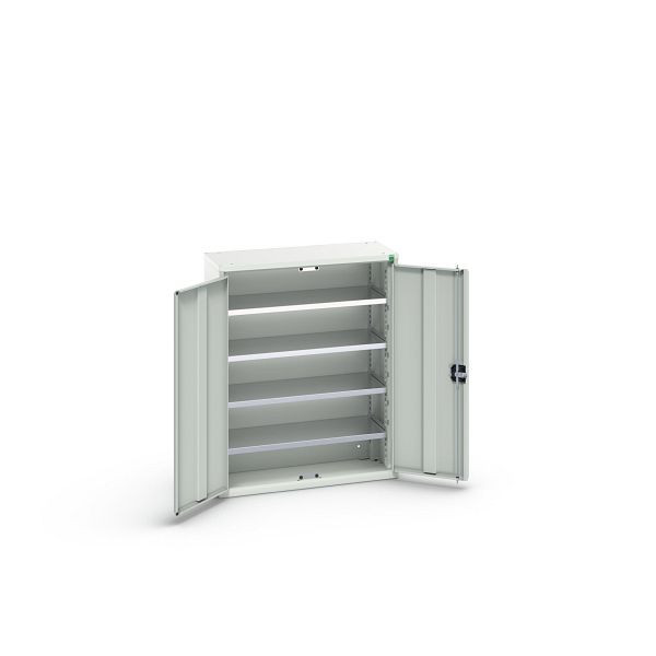 bott verso Magazinschrank, mit 4 Fachböden und 20 Sichtlagerkästen, BxTxH: 800 x 350 x 1000 mm, Lichtgrau / Lichtgrau, 16926400.16