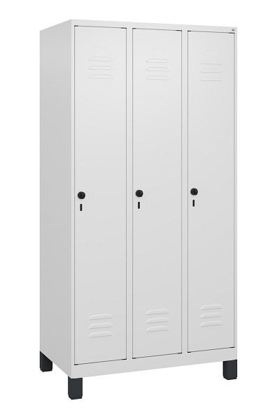 C+P Umkleidespind Classic PLUS, Füße, 3 Abteile, 1800x900x500mm, 9016/9016, Drehriegel, 0800107-30 S10014