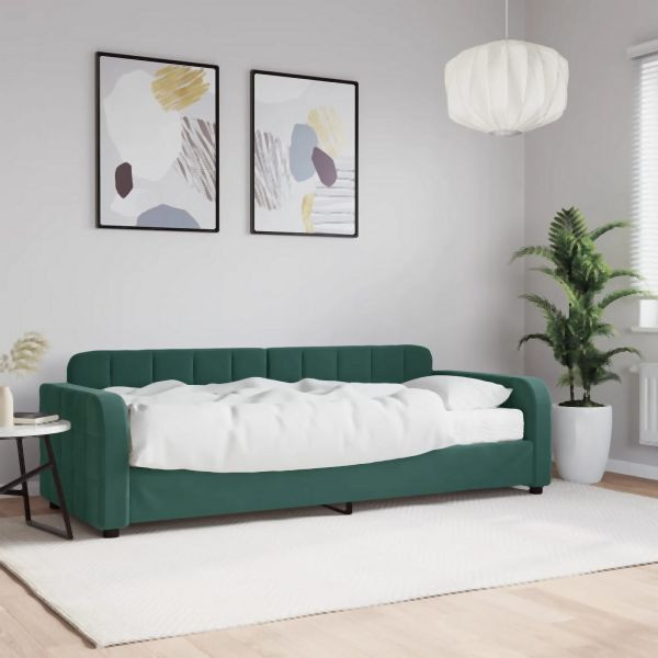 vidaXL Tagesbett mit Matratze Dunkelgrün 80x200 cm Samt, 3196900