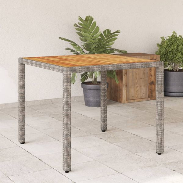 vidaXL Gartentisch mit Akazienholz-Platte Grau 90x90x75 cm Poly Rattan, 365530