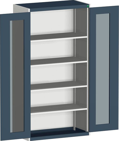 bott cubio Sichtfensterschrank bestückt mit 4 Fachböden BxTxH: 1050 x 525 x 2000 mm, RAL 7035/7016, 40013064.19V