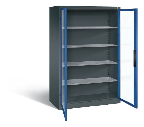 C+P Werkzeugschrank Acurado, H1950xB1200xT600mm, Farbe: Anthrazitgrau / Enzianblau, Muldengriff, 8932-0552 S10010
