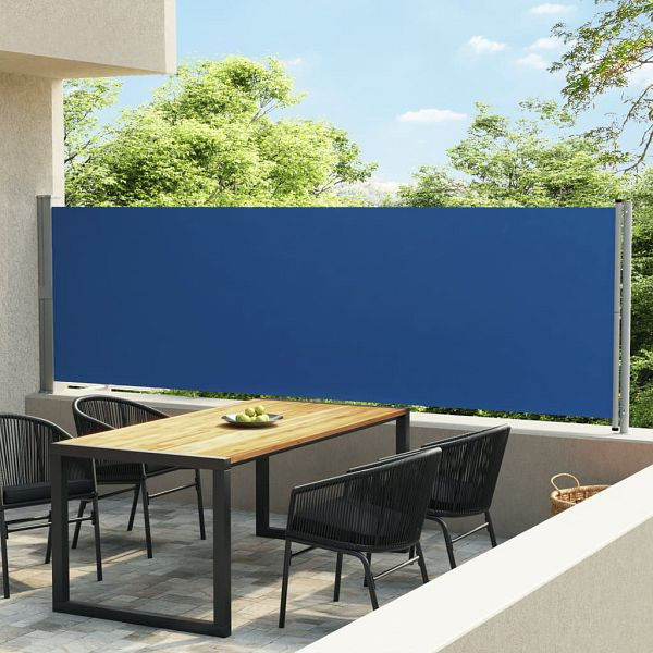 vidaXL Seitenmarkise Ausziehbar 140x600 cm Blau, 313371
