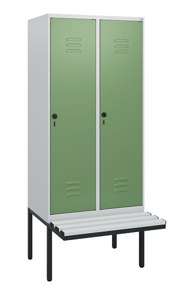 C+P Umkleidespind Classic PLUS, 2 Abteile, 1950x800x815mm, 7035/6011, Drehriegel, 0800405-22 S10036