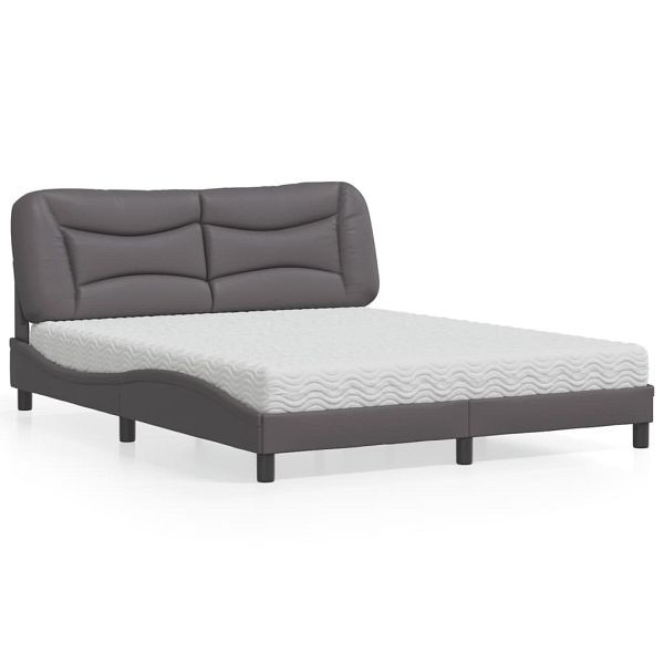 vidaXL Bett mit Matratze Grau 160x200 cm Kunstleder, 3208734