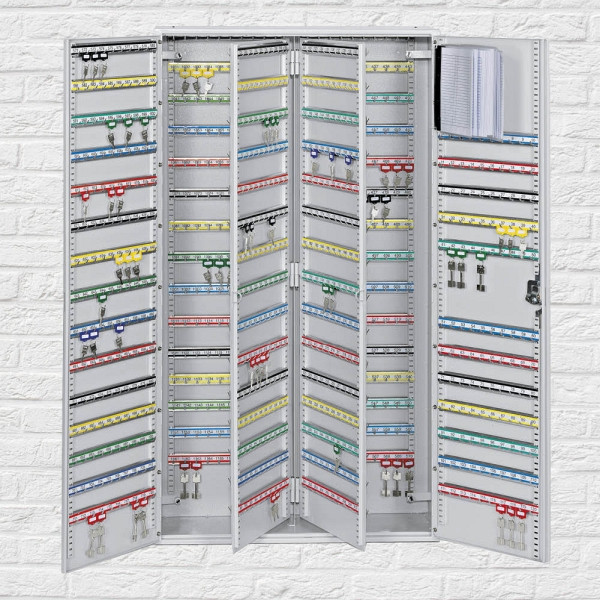 Deskin Schlüsselschrank mit 1170 Haken, 2türig, Lichtgrau, 730 x 250 x 1300 mm, 159715