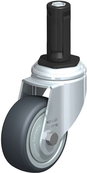 Blickle LKRA-TPA 80K-11-FK-ER13 Apparate-Lenkrolle mit Expander, Thermoplastisches Gummi-Elastomer, Grau, 847852