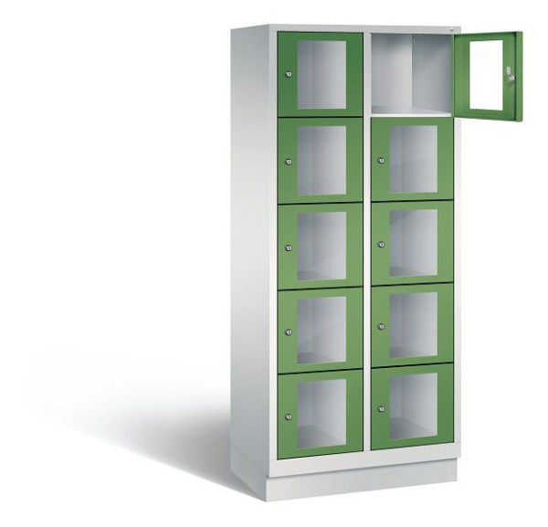 C+P Schließfachschrank Classic, H1800xB810xT500mm, Farbe: Lichtgrau / Resedagrün, 8020A225 S10004