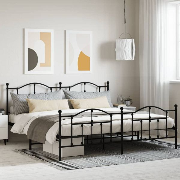 vidaXL Bettgestell mit Kopf- und Fußteil Metall Schwarz 193x203 cm, 353463