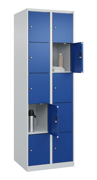 C+P Schließfachschrank Evolo PLUS, 10 Fächer, 1850x600x500mm, 7035/5010, 049000-205 S10006