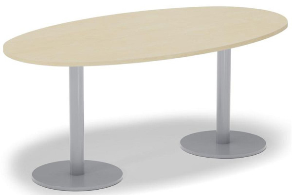 Deskin Konferenztisch MODUL, Platte Holzdekor Ahorn, Gestell Alusilber RAL 9006, B 2200 x T 1000 x H 745 mm, 348968